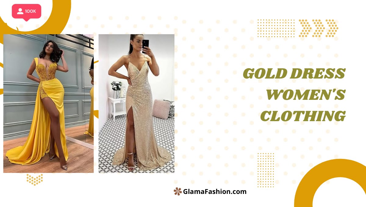 Gold Dress Women's Clothing